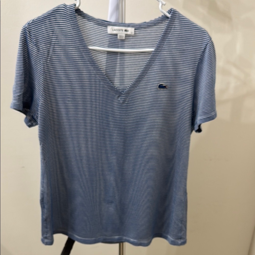 Lacoste Blue Striped Short Sleeve Tee